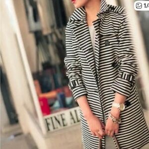 LOFT Black and Cream Striped Jacket